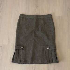 NWOT Banana Republic Womens Gray Tweed Pleated Hem Skirt